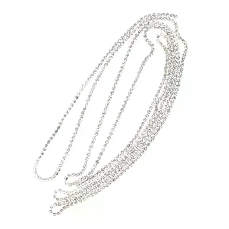 1 Pack Long Luxury Sparkling Chain Nail Accessories Silvery Metal Chain With Diamond Decorations For DIY Nails Art Decoration