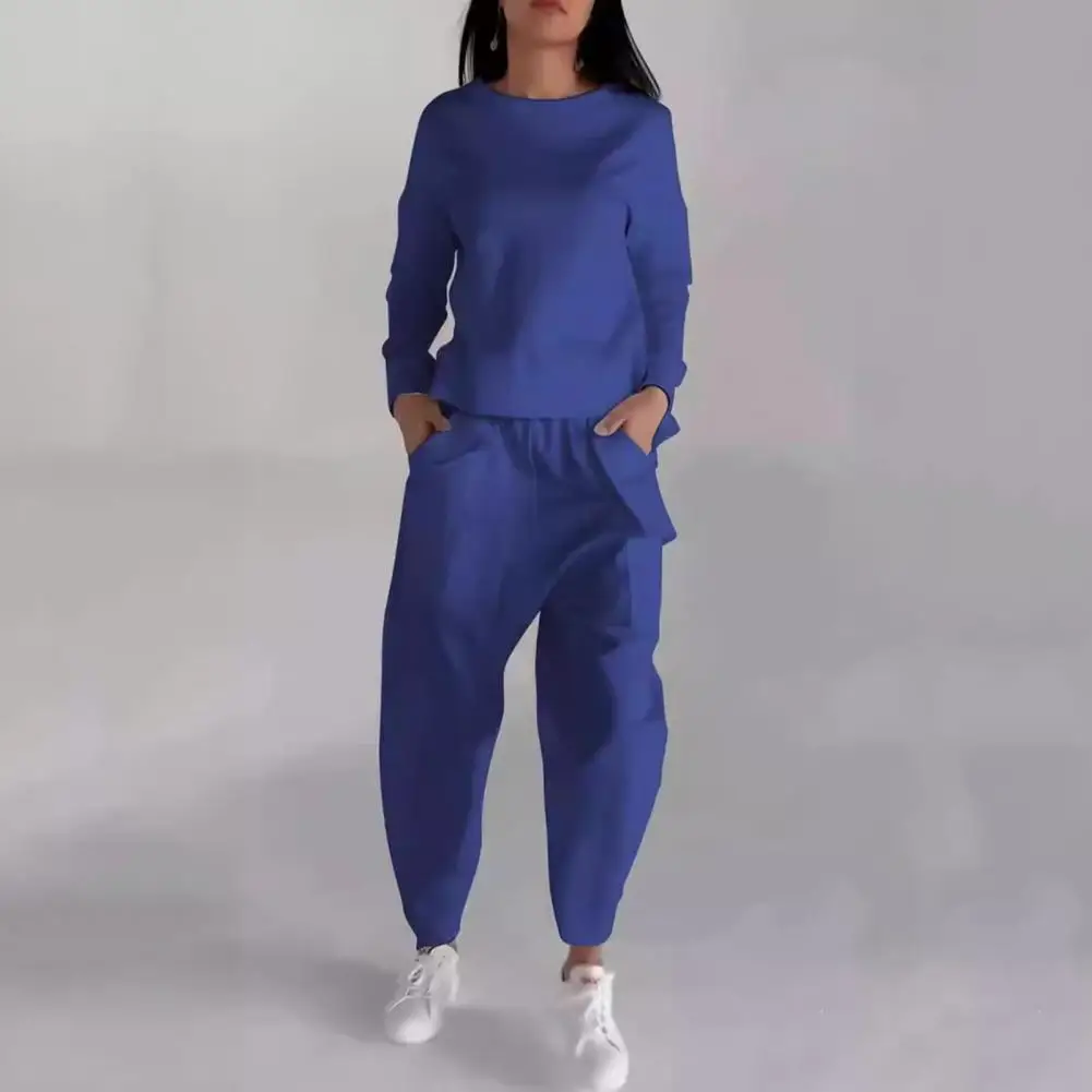 Long Sleeve T-shirt Women's Plus Size Sport Outfit Set with Long Sleeves Top Loose Trousers Elastic Waist Tracksuit for Fall