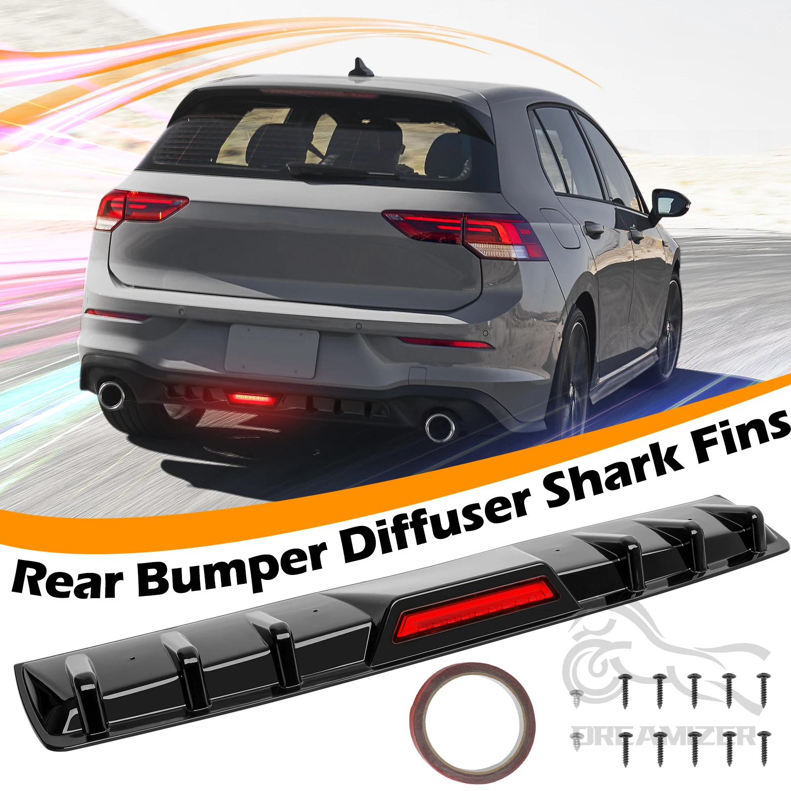 

Universal 34" Car Rear Bumper Lip With LED Brake Light Rear Diffuser Spoiler For Infiniti Ford Toyota Corolla