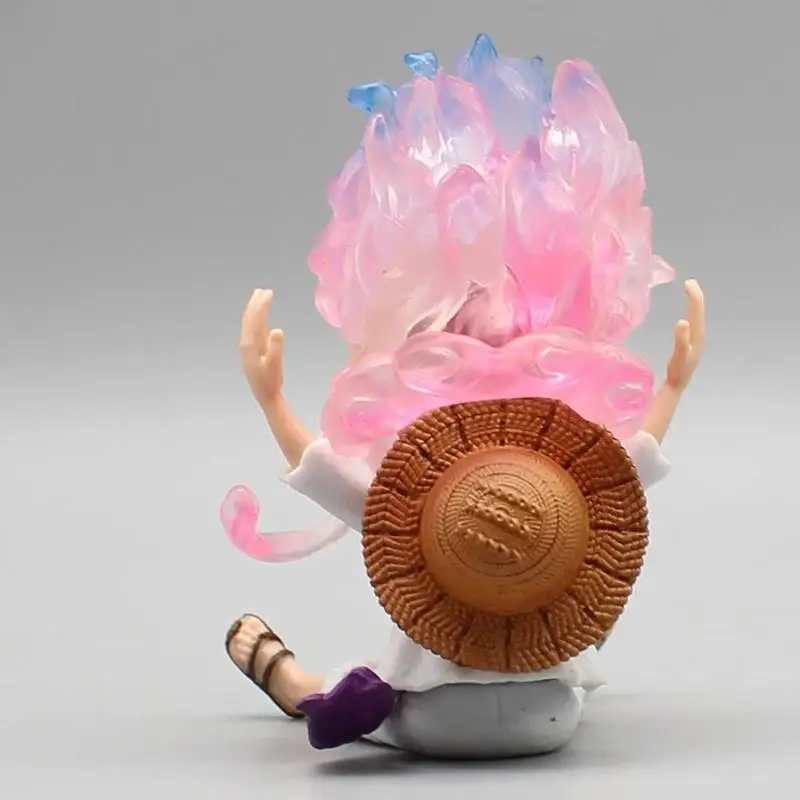 Bandai Banpresto-versión Q de una pieza, Luffy, levanta tu mano y risa, postura sentada, adornos periféricos, figura de Anime