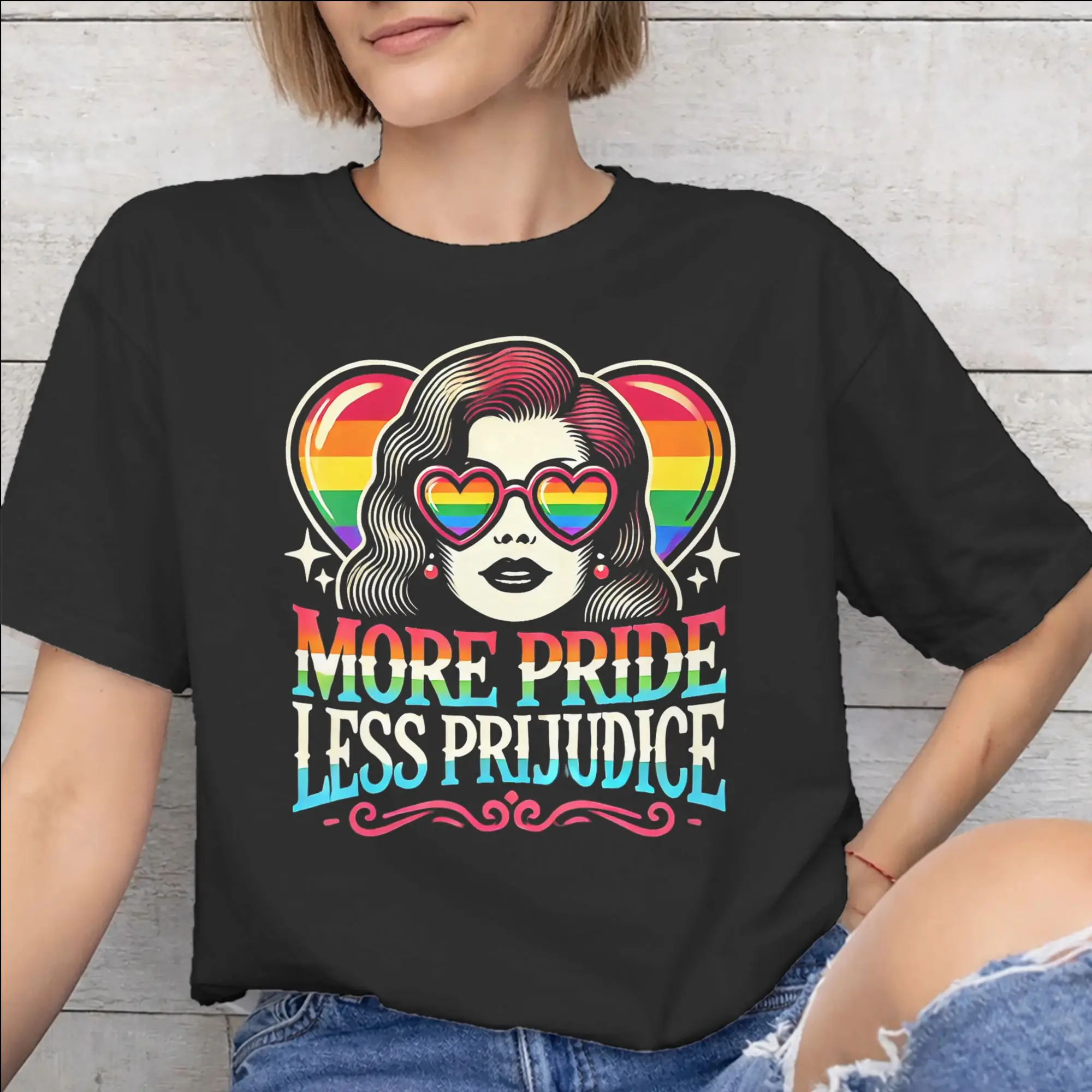 More Pride Less Prejudice  Graphic Print T Shirt for Men Women  Pure Cotton  Tee Shirt Clothes