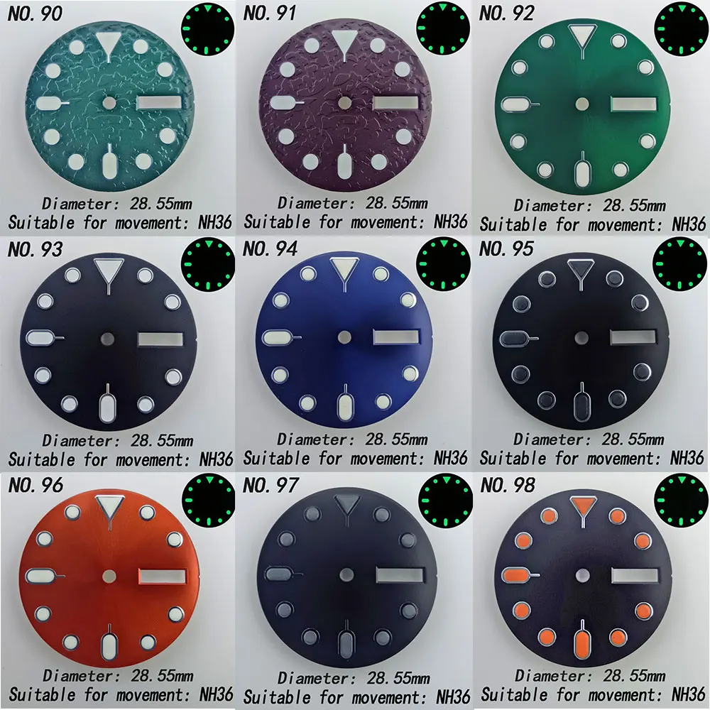 28.55mm 29mm luminous watch dial suitable for NH35 NH36 movement laser printing dial customized logo dial Watch accessories dial