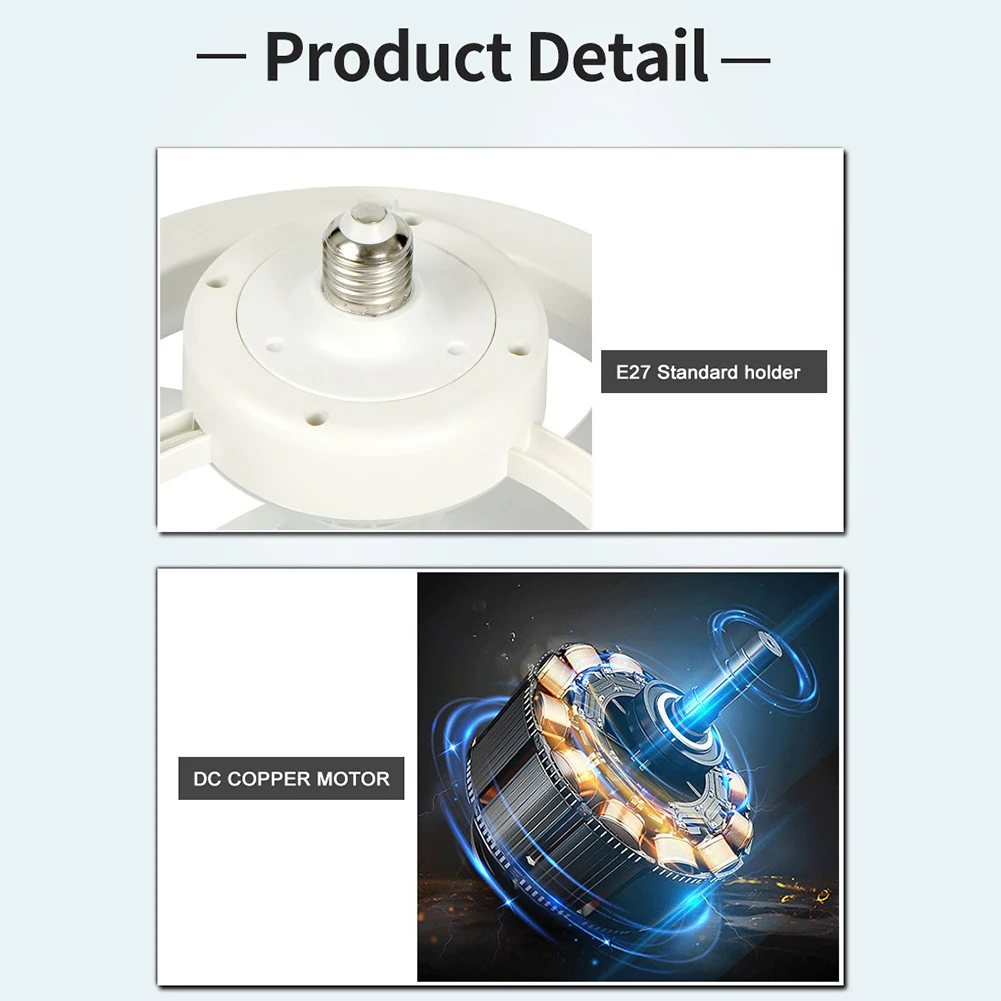E27 المقبس مروحة سقف صغيرة عكس الضوء 30/40/48 واط LED مروحة السقف ضوء استبدال الضوء/مروحة السقف غرفة المعيشة دراسة الاستخدام المنزلي #6