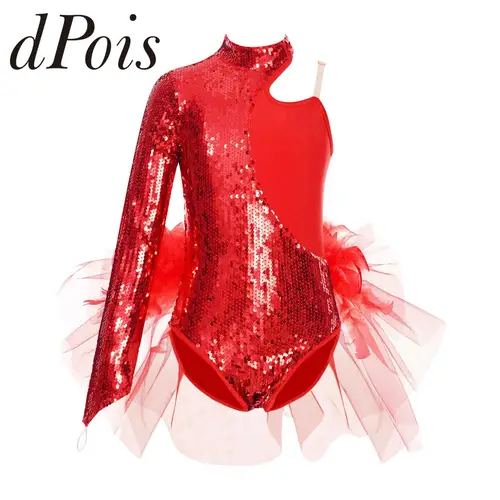 Niños Niñas lentejuelas brillantes falda de tul tutú Ballet leotardo niños gimnasia mono baile mono adolescentes traje de patinaje