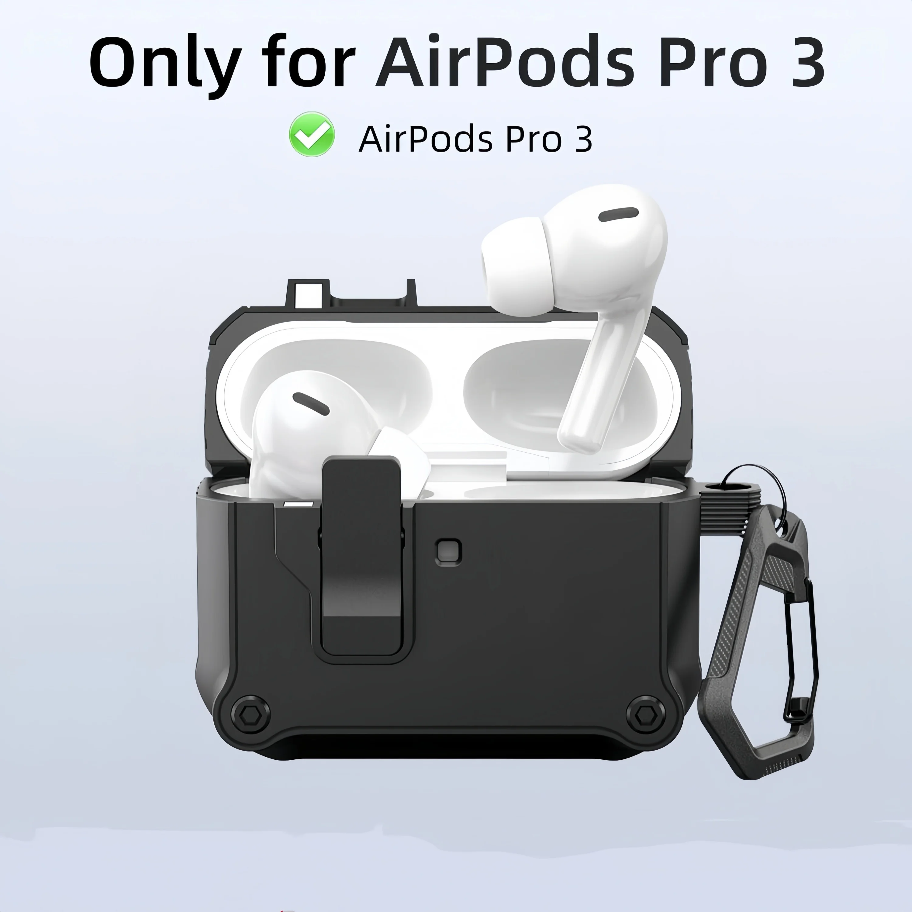 AirPods Pro 3 (2025)用イヤホンケース、安全ロック付き自動ポップアップ保護ケース、Apple AirPods Pro 3用クリーニングキット付き