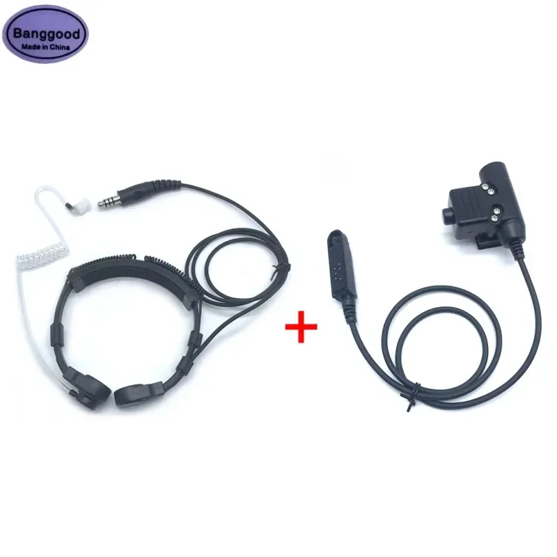 Air Tube Throat Vibration Mic Headset + Z Tactical U-94/A U94 PTT for Baofeng UV9R UV-9R Plus BF-A58 A-58 GT-3WP BF-9700 Radio