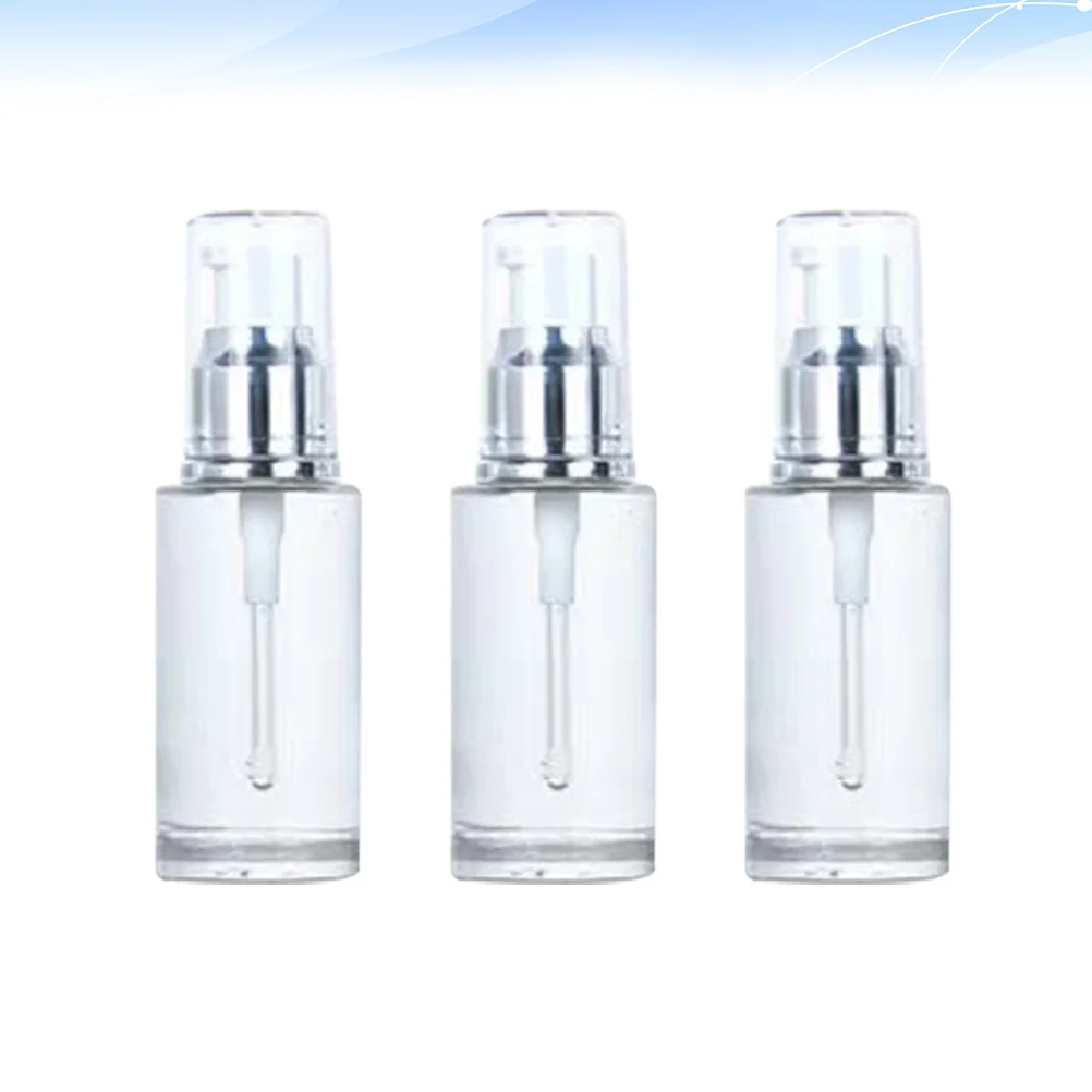 

3Pcs 40ml Silver and White Portable Pump Bottles Eco-Friendly Essential Oil Containers Stylish Travel Gadget