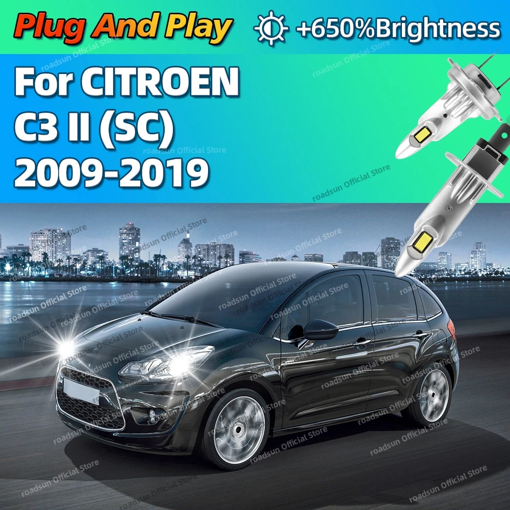 

2/4Pcs LED Powerful Car Headlight Bulbs 25000LM Auto Lights For CITROEN C3 II SC 2009-2019 2010 2011 2012 2013 2014 2015 2016