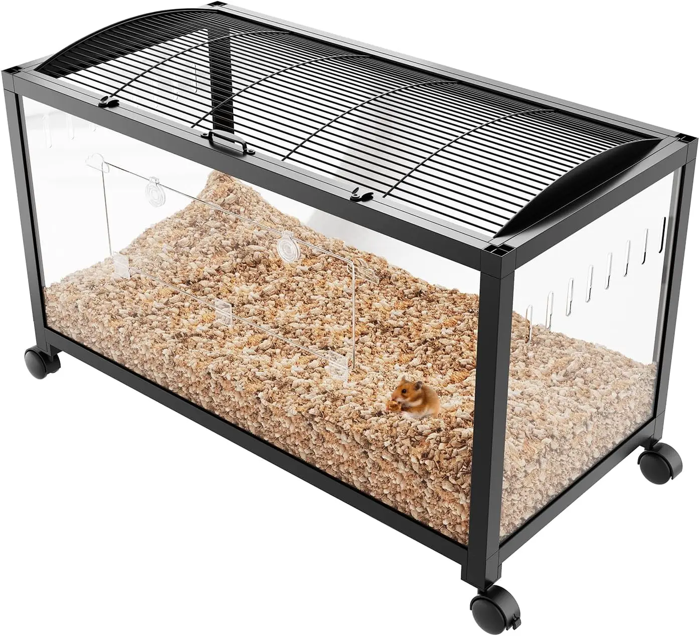 Plastic metalen muiskooi met wielen Kleine dierenhabitat groot voor dwerg Syrische hamsterhuis, cavia
