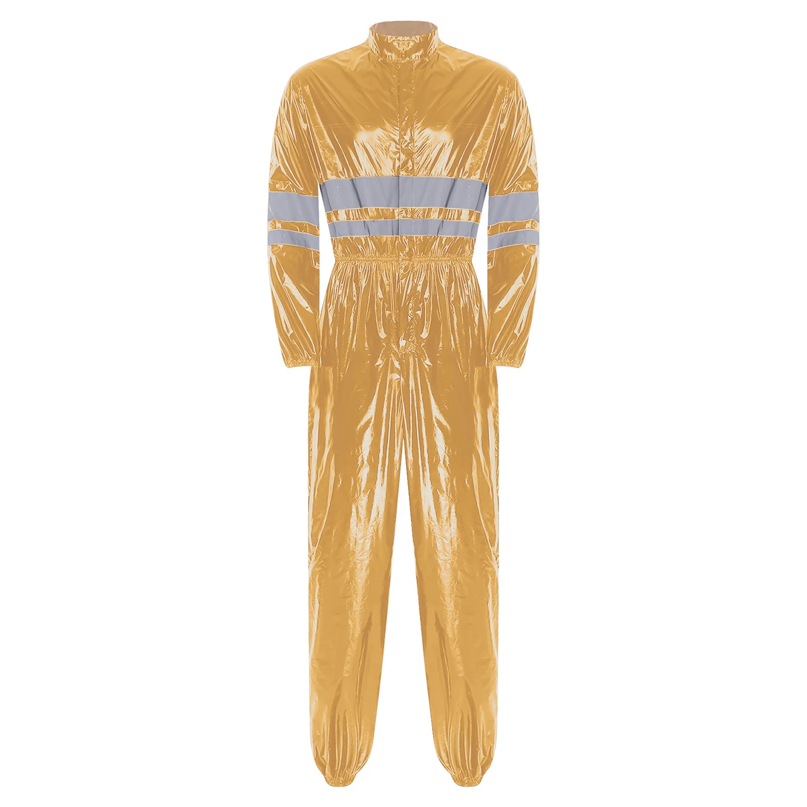 

Mens Water Resistant Costume Turn-Down Collar Elastic Back Design Coveralls Professional Work Waterproof Jumpsuit