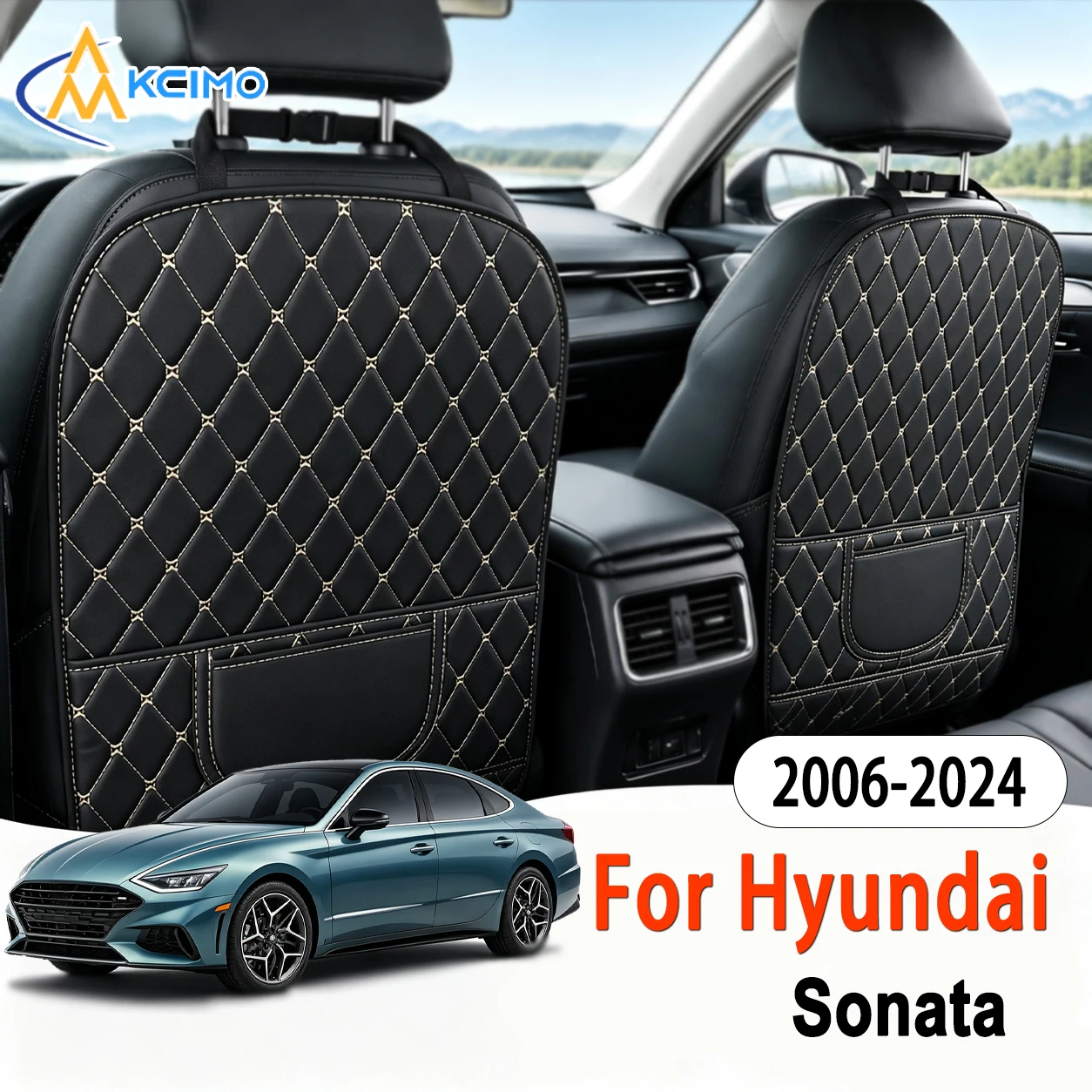 Quick Install PU Leather Rear Seat Anti-kick Mat For Hyundai Sonata 2006-2024 Excellent, Easy Clean Car Seat Accessories