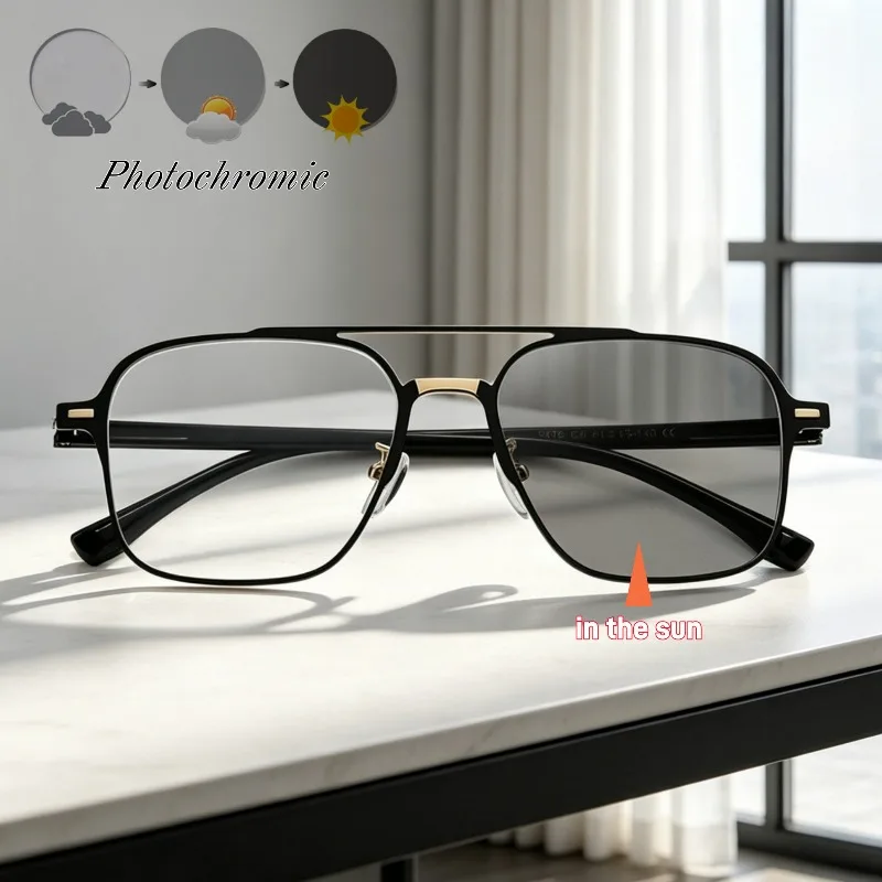 

New High Quality Versatile Pilot Photochromic Eyeglasses Outdoor Sports Luxury Glasses Street Photography Anti-UV Eyewear Unisex