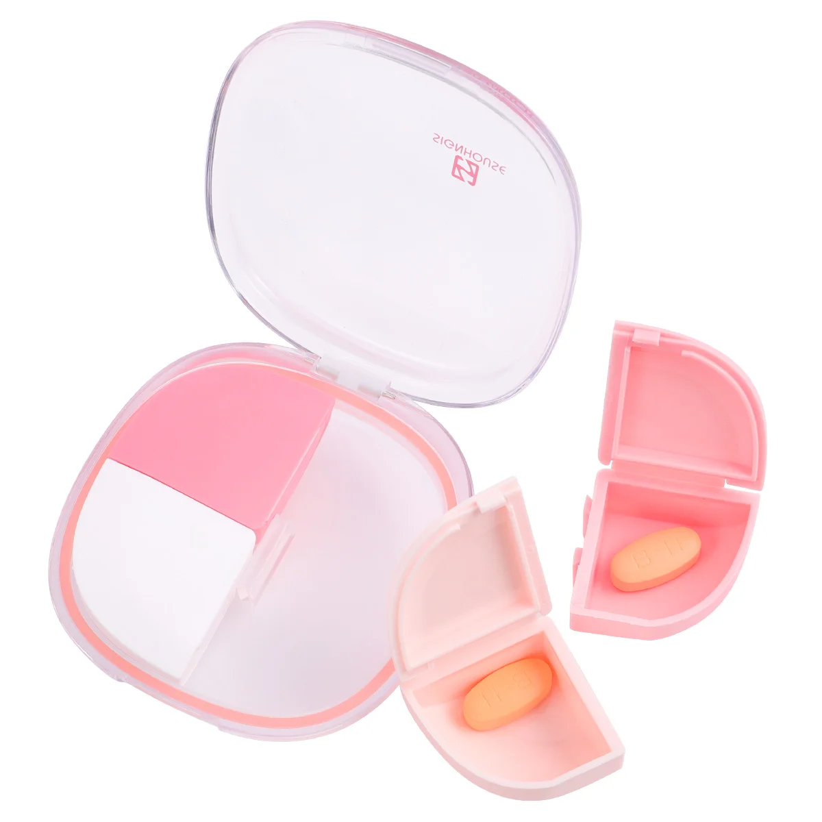 

Pocket 4 Compartments Medicine Box Travel Purses Small Pill Container Keychain Pp