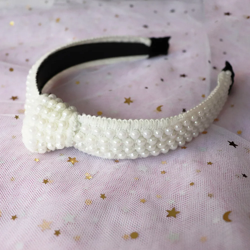 Vintage Oversized  Full Pearl Headband for Women Bridal Crown Party Vocation Hairbands Headwear Fashion Turban Tiara Accessories
