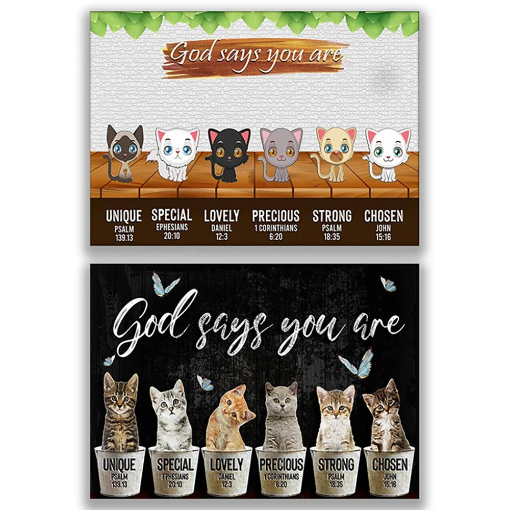 God Says You Are Chosen for Intense Forgiveness Unique Special Logo Poster, Christian Cat Logo, Gift for Bible Lovers