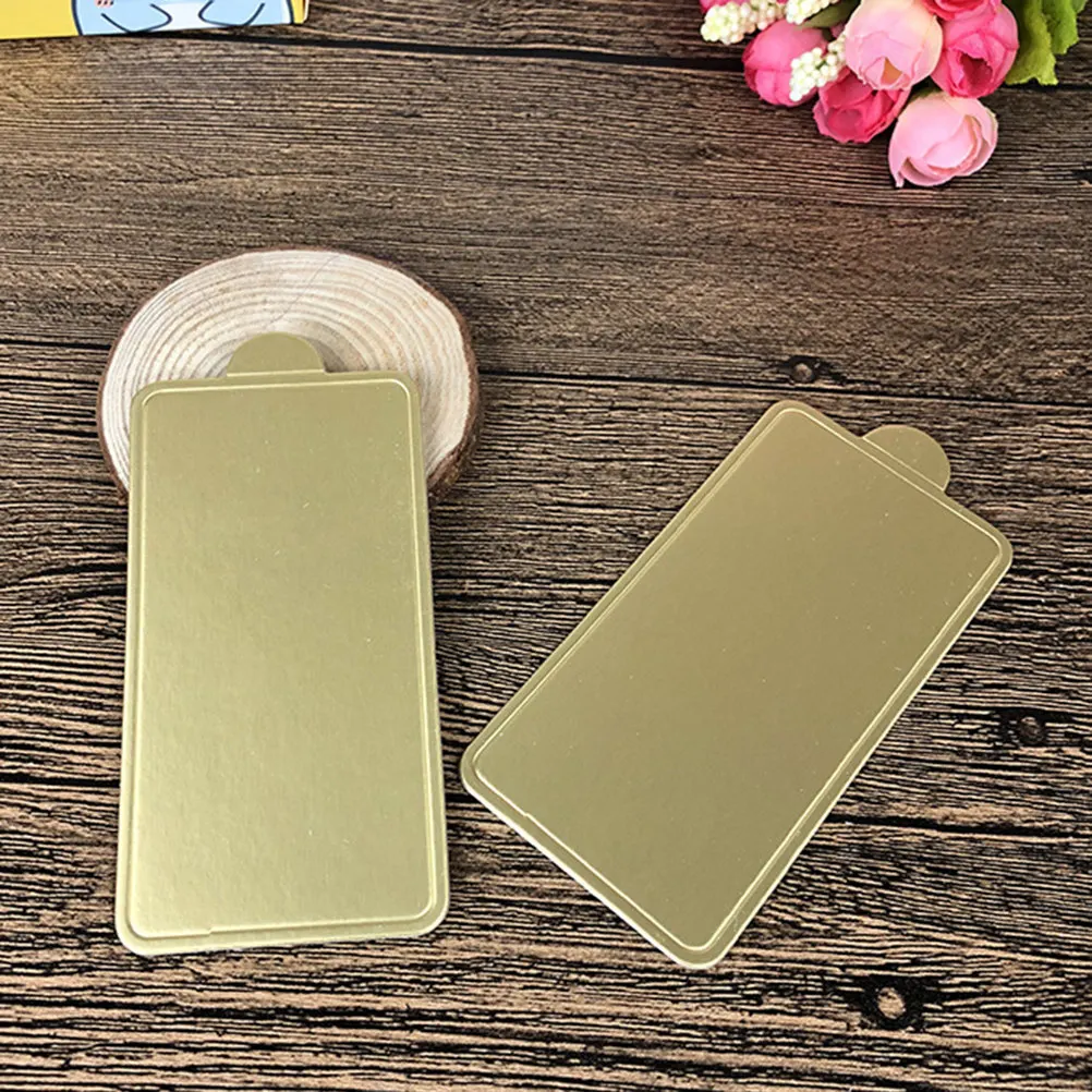 100Pcs Golden Mousse Cake Base Cake Board Cardboard Large Disposable Serving Tray for Cupcakes Desserts Parties Weddings