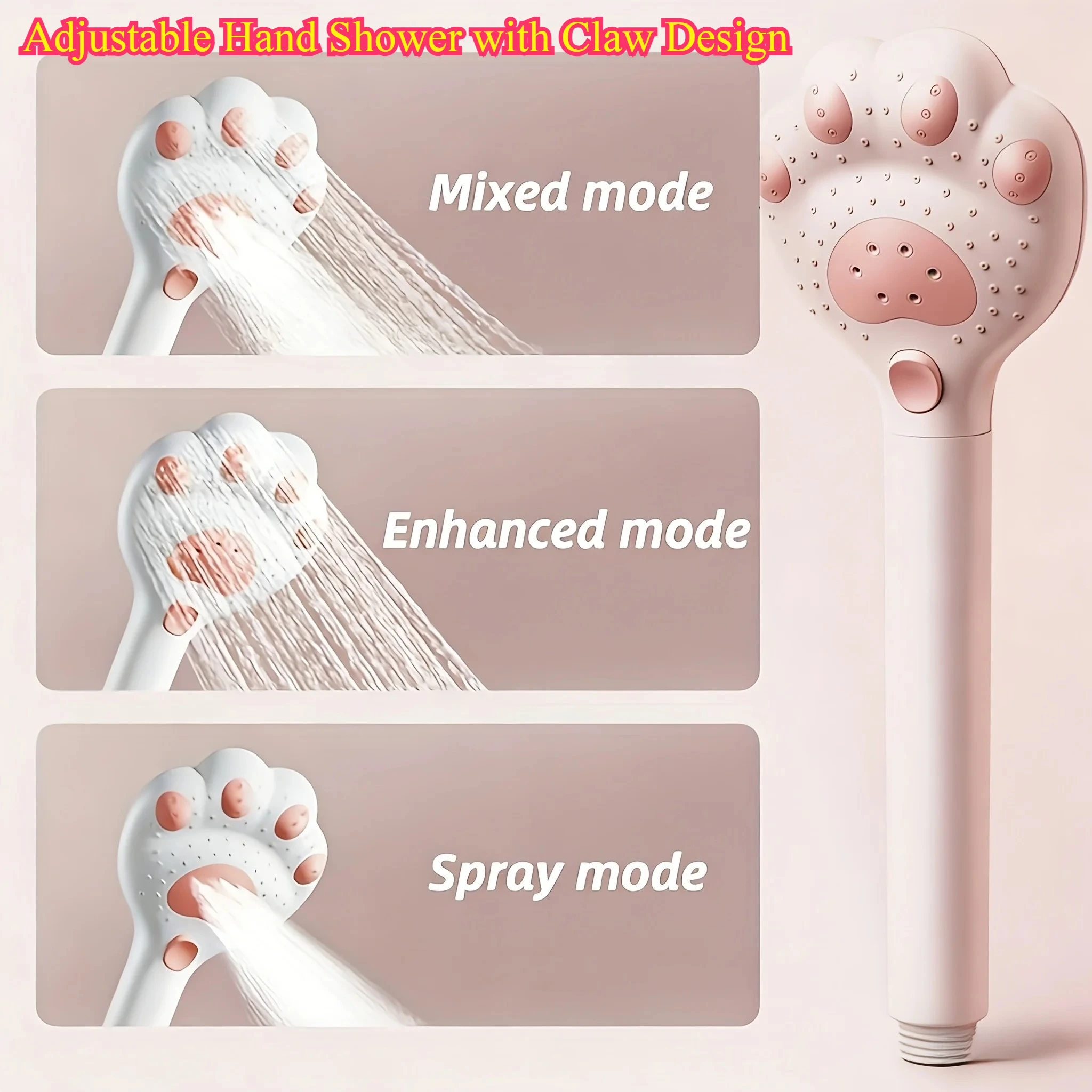 

Adjustable Hand Shower with Claw Design - 3-speed Massage for Bathroom Wall Mounting Plastic