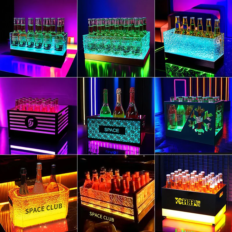 

Светящееся ведро для льда, КТВ, частная комната, специальный акриловый ледяной узор, каркас для пива, светодиодный большой емкости, иностранное вино, шампанское