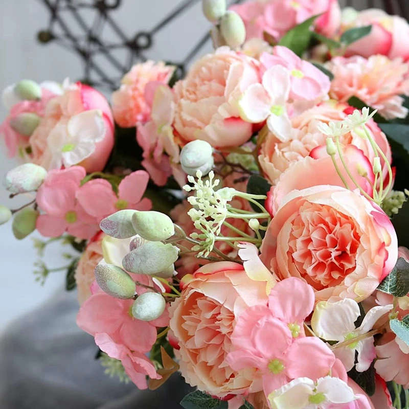 Künstliche Blumen Hochzeit Braut Halten Blumensträuße Hause Vase Festival Atmosphäre DIY Hochwertige Rose Bunte Wohnzimmer Dekor