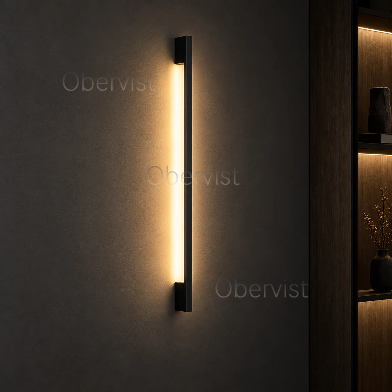 Modern Black Linear LED Wall Light, Warm Ambient Sconce for Bedroom, Living Room, Hallway and Entryway Decor
