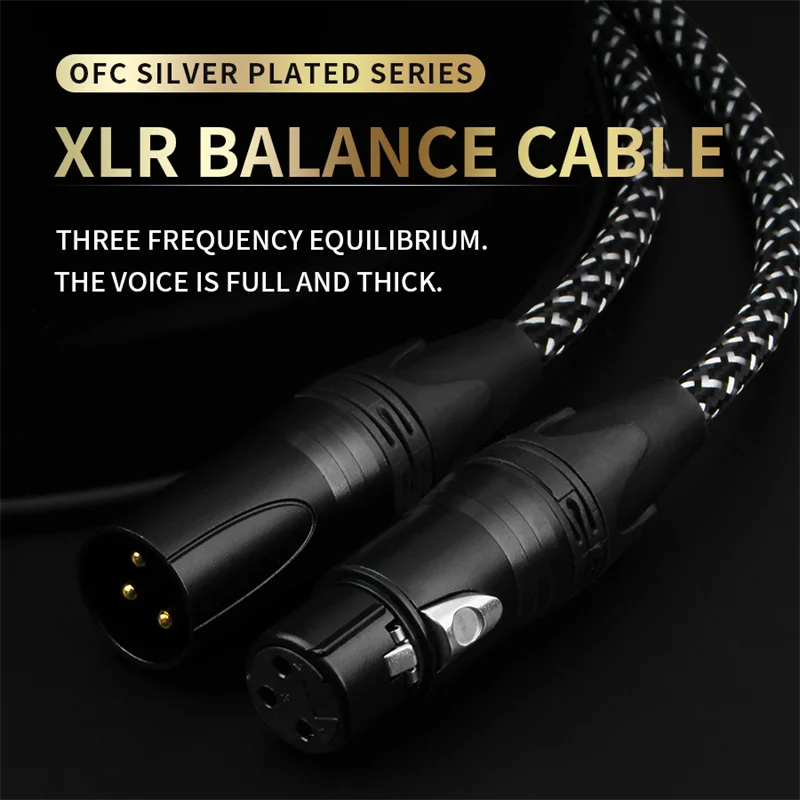 QINCROWN Z100 XLR balance Cable Pure copper Silver plated HiFi Microphone Mxer Power amplifier Speaker connecting wire 3Pin