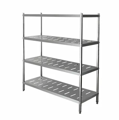 201/304 Stainless Steel 4 Tiers Punch Hole Rack Storage Shelves For Kitchen Warehouse Garage