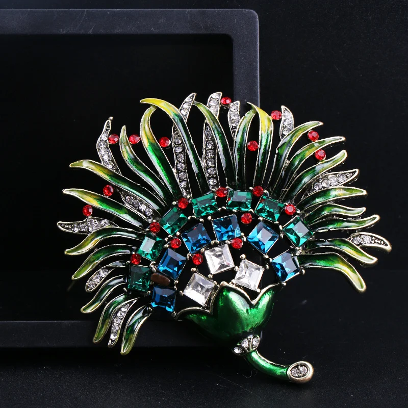 Heavy Industry Fashion Trend Painted Dripping Oil Plantain Leaf Brooch