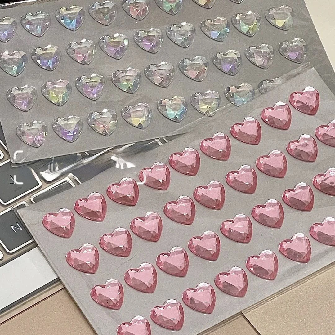 3D Heart Diamond Sticker Crystal Diy Handmade Material Desktop Decoration Phone Case Camera Kawaii Stickers Cup Laptop Decor