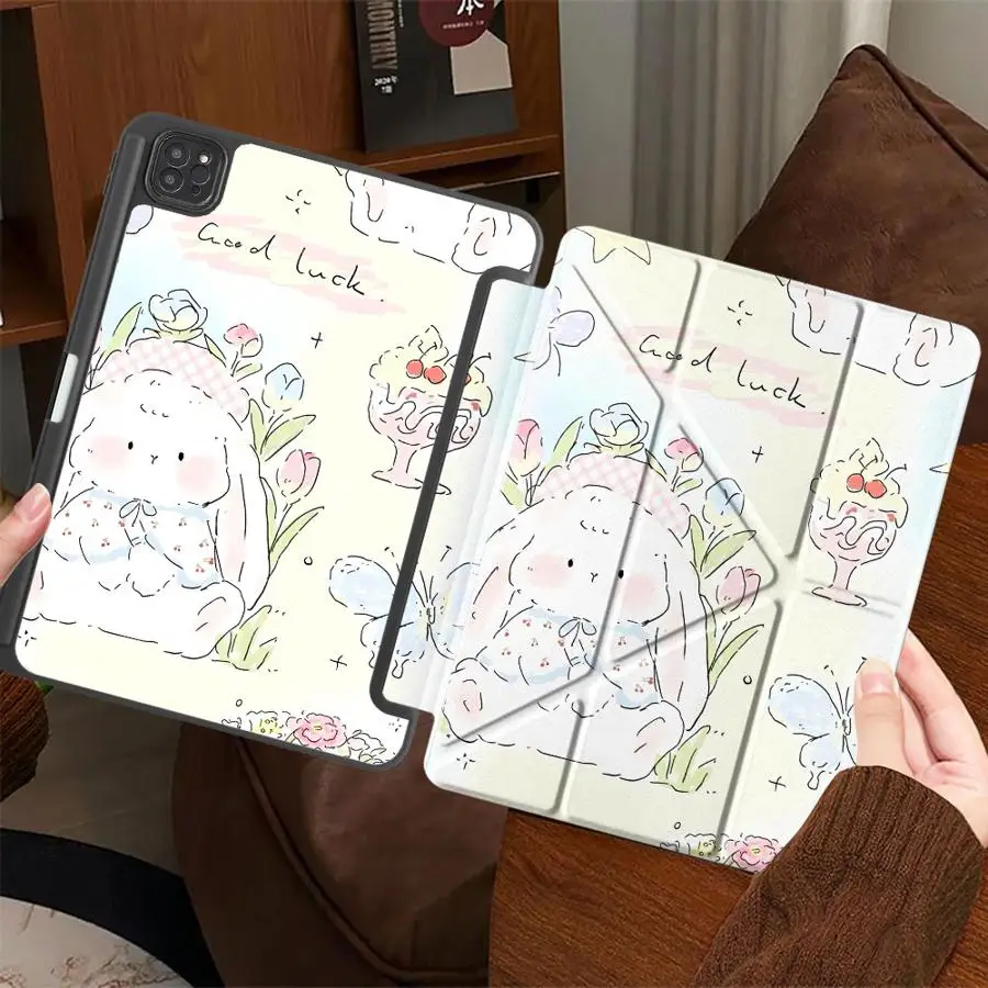 

Cute Little Rabbit Holder Cover Tablet Case For iPad Air 4 5 M3 M2 M4 11inch Pro 2025 Mini 6 7 Pro 11th 10th 9th 8th 7th
