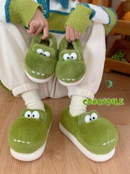 Cute Children's Dinosaur Crocodile Cotton Slippers Boys And Girls' Baby Slippers Winter Plush Soft Thick Sole Home Slipper Shoes