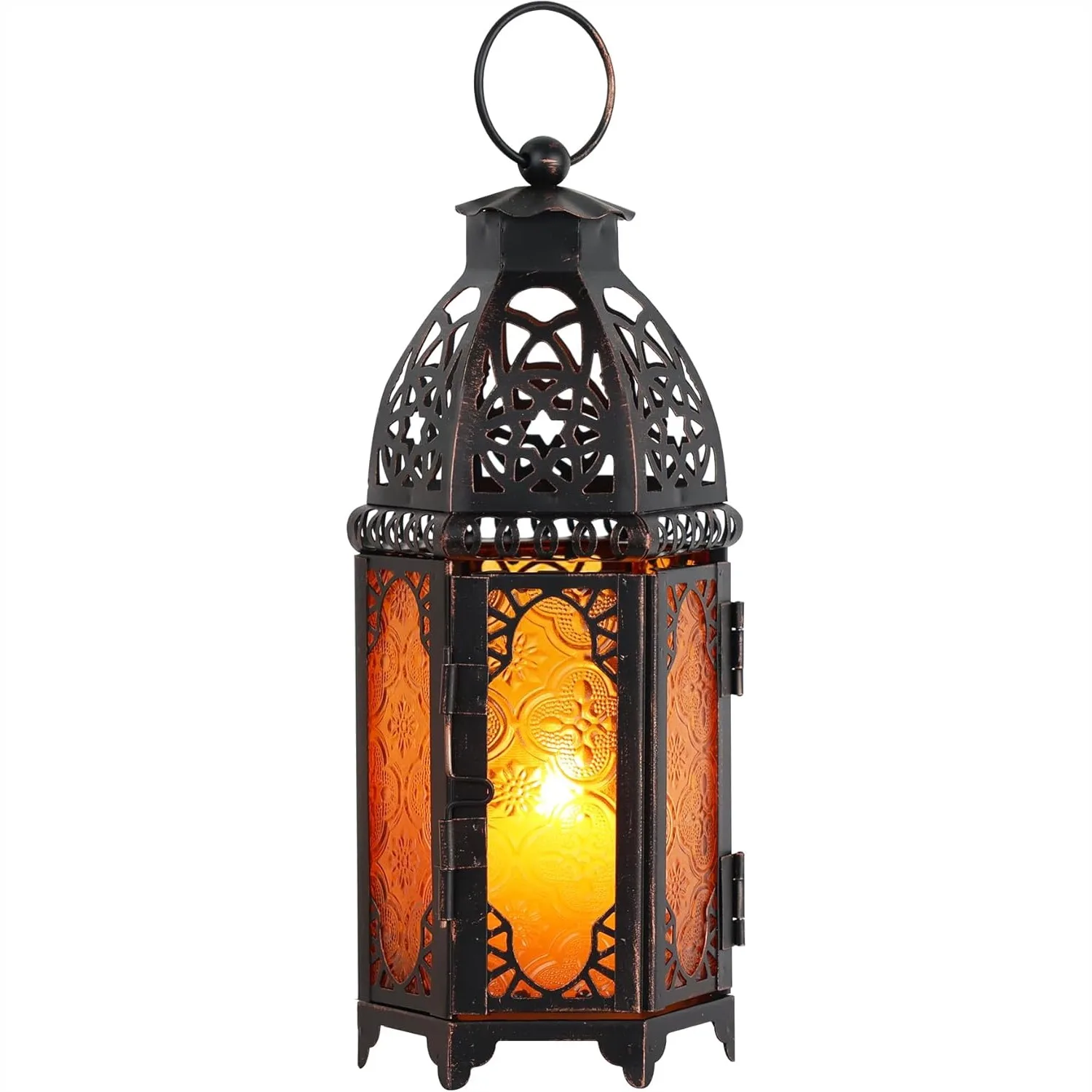 

11'' Moroccan Lanterns Decorative Indoor Outdoor, Vintage Candle Holder for Table Patio Porch Shelf Christmas Halloween Home