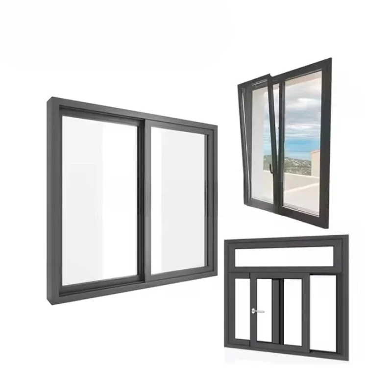Customized high-end European design waterproof and soundproof sliding window villa exterior glass aluminum living room