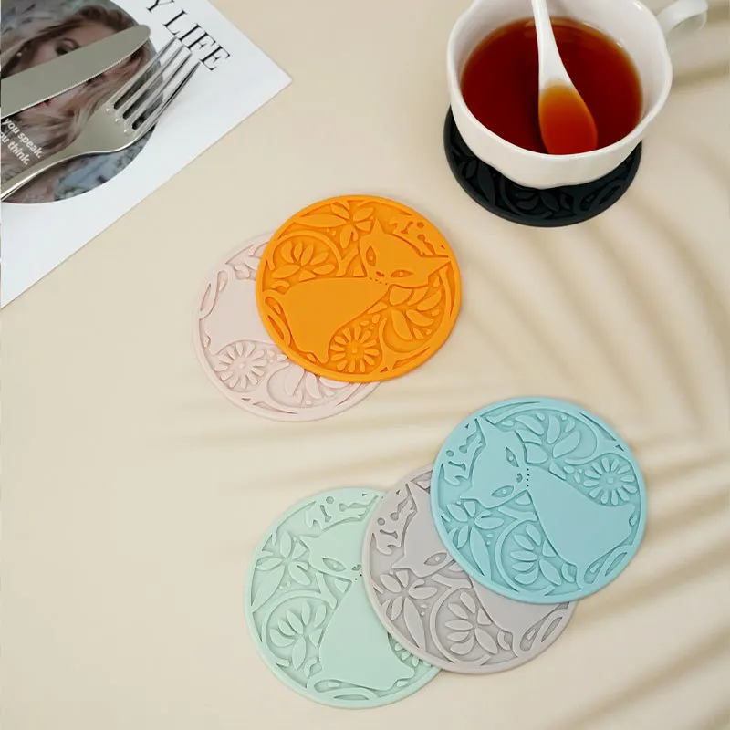 

Silicone Round Coasters Morandi Color Non-slip High Temperature Resistant Waterproof Mat Creative Tea Mats Jewelry Photography