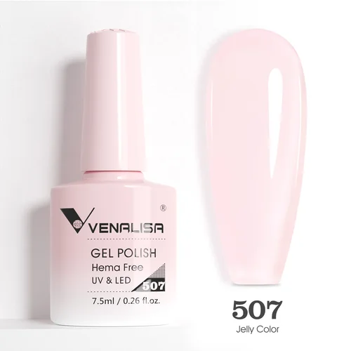 Imagen 2 del producto Esmalte de uñas VIP5 Venalisa, Color gelatina, sin HEMA/TPO, rosa desnudo, semipermanente, esmalte de Gel UVLED, barniz de Gel brillante