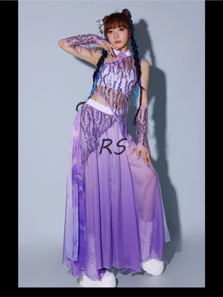 

Girl Group Stage Outfit Sequin Kpop Dance Costume 2025 New Style Adult Dancewear Jazz Performance Women's Set