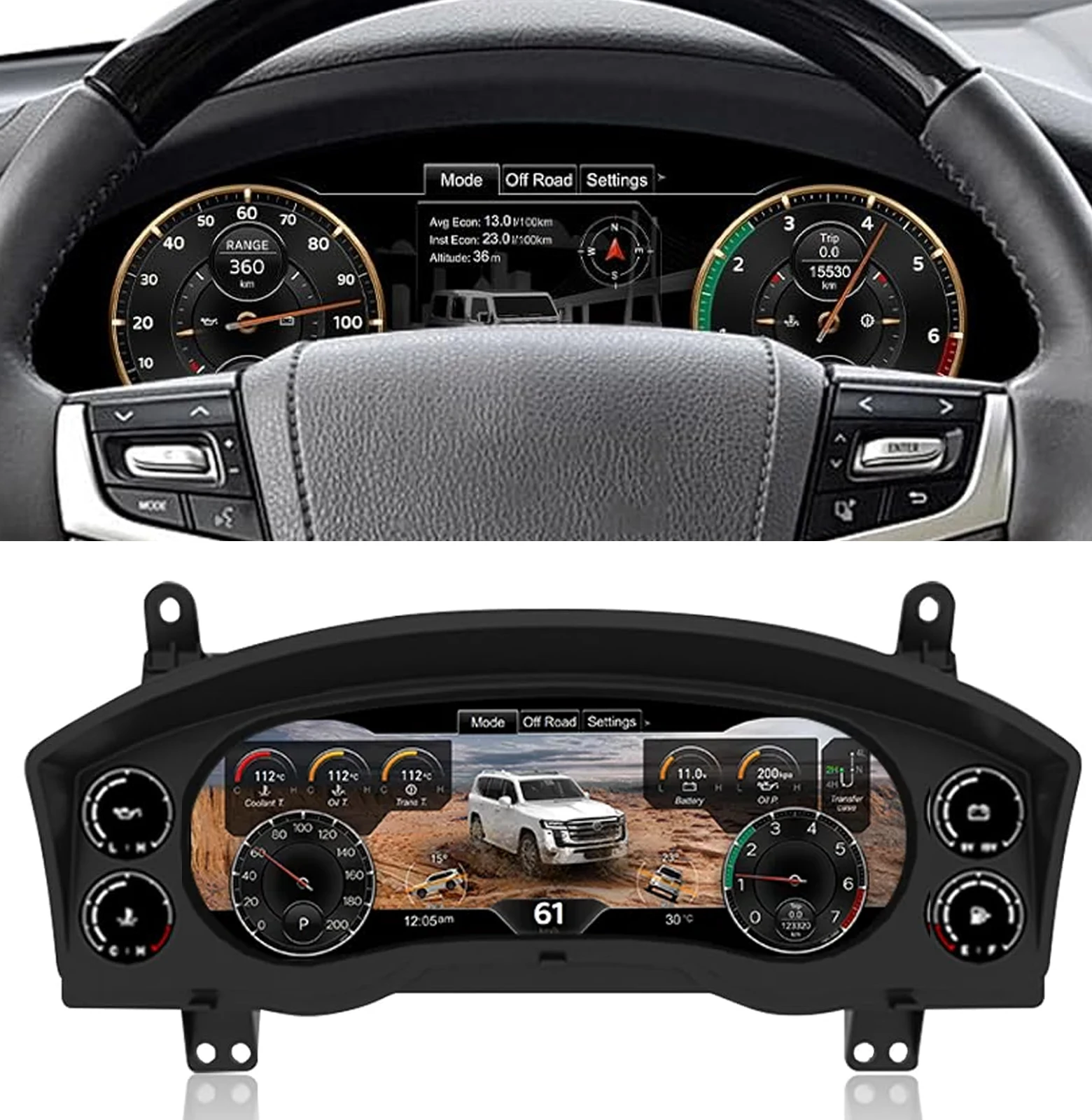 

Digital Instrument Cluster Display For Toyota Land Cruiser LC200 2008-2020 Speedometer 12.3”HD screen1920*720/Plug&Pla