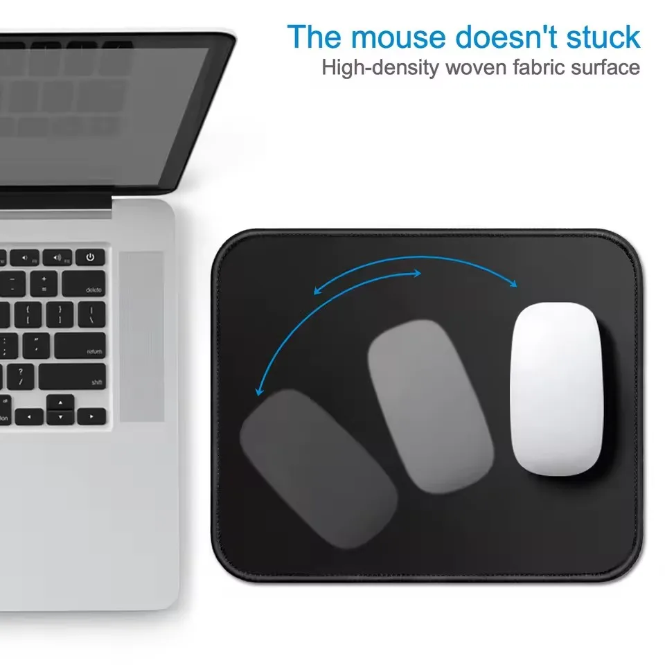Pure Black Mouse Pad Large Size Universal Desktop And Laptop Computer Business Office Gaming Non-Slip Stitched Edge Mouse Pad