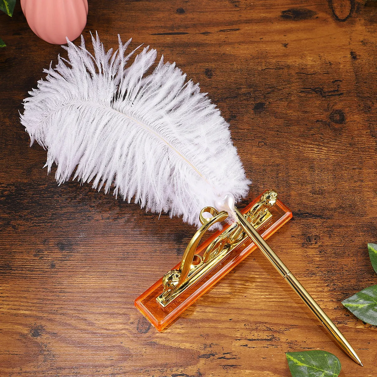 Durable Metal Wedding Pen Golden Base English Letter Design Ideal for Special Occasions Guest Book Pen