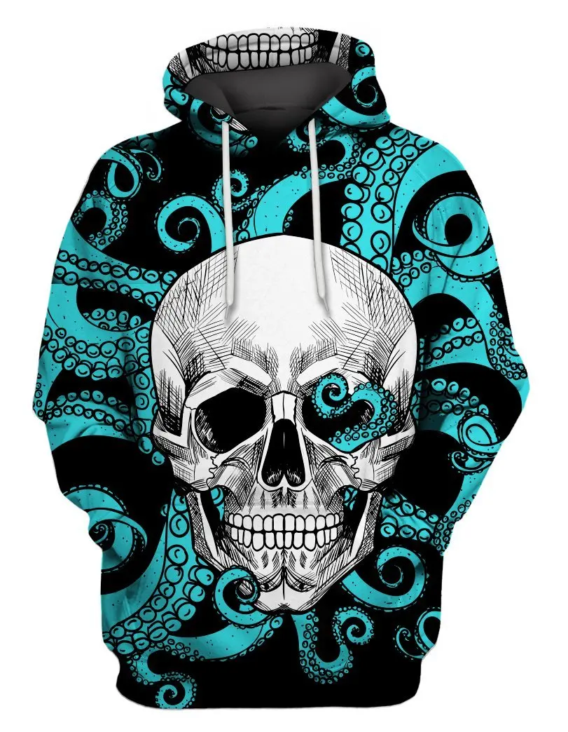 Colorful Skull 3D Printing Fashion Pullover Men's Hoodie Mexican Skull Casual Sweatshirt Hip Hop Style  Loose Men's Clothing Top