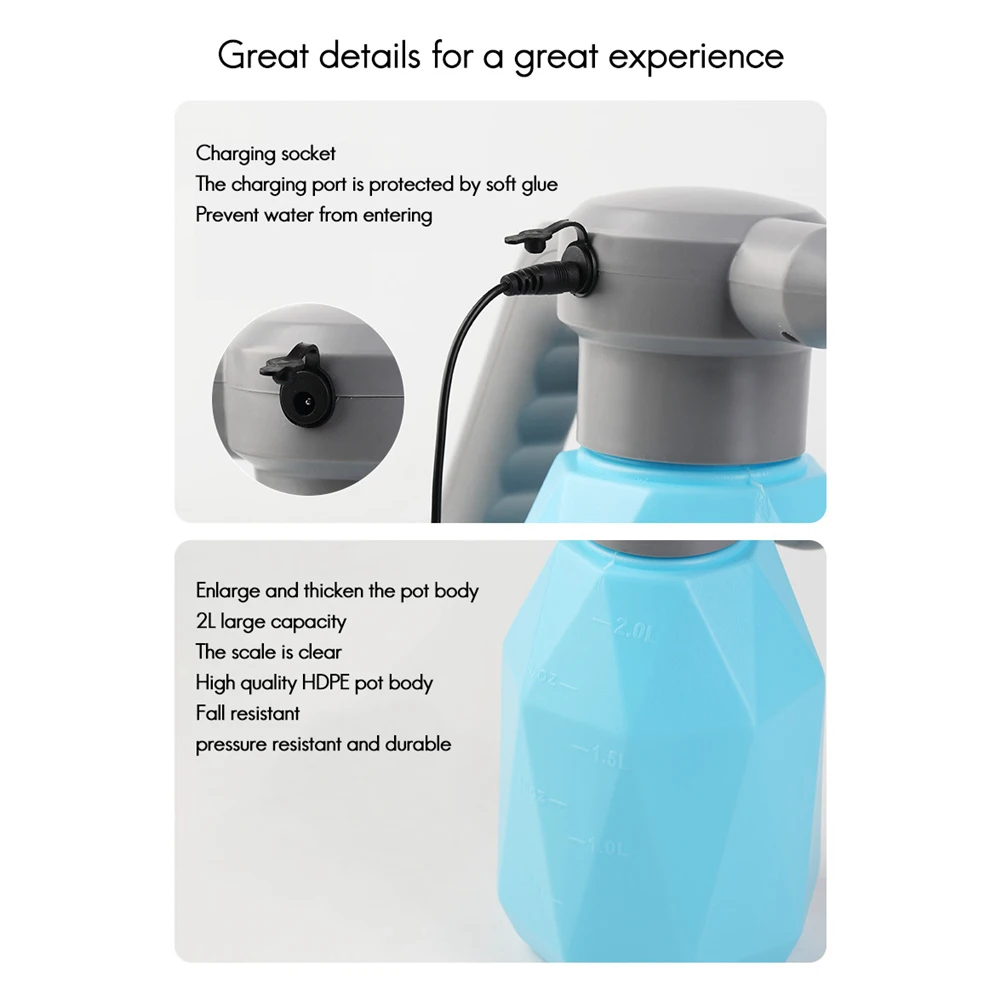 2025 Trend 2L Electric Watering Can USB Watering Can Household Watering Can Watering Can Gardening Disinfection Spray Can