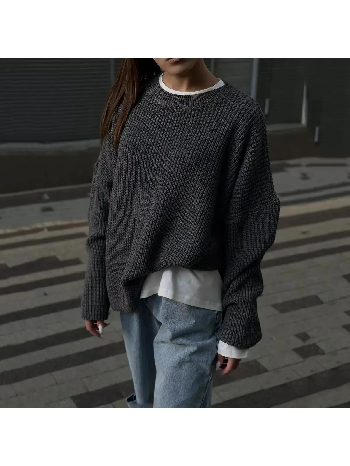 

Свободный крой, длинный свек, круглый пуловер Ne, женский цветной трикотаж, весна-осень, повседневная мода