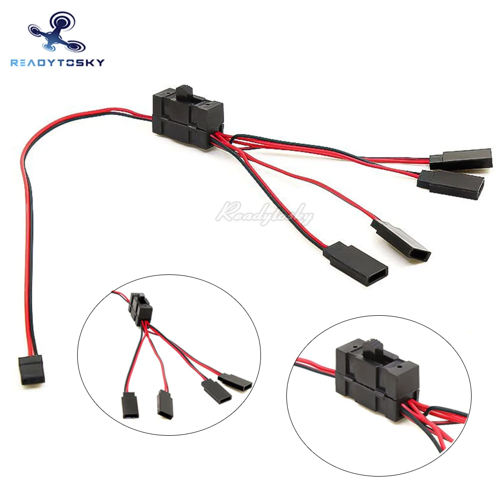 3 / 4-way LED Light Split On/Off Controller Switch Y Cable Wire Splitter per 1/10 TRX-4 SCX10 RC Oil/Tram/arrampicata Crawler