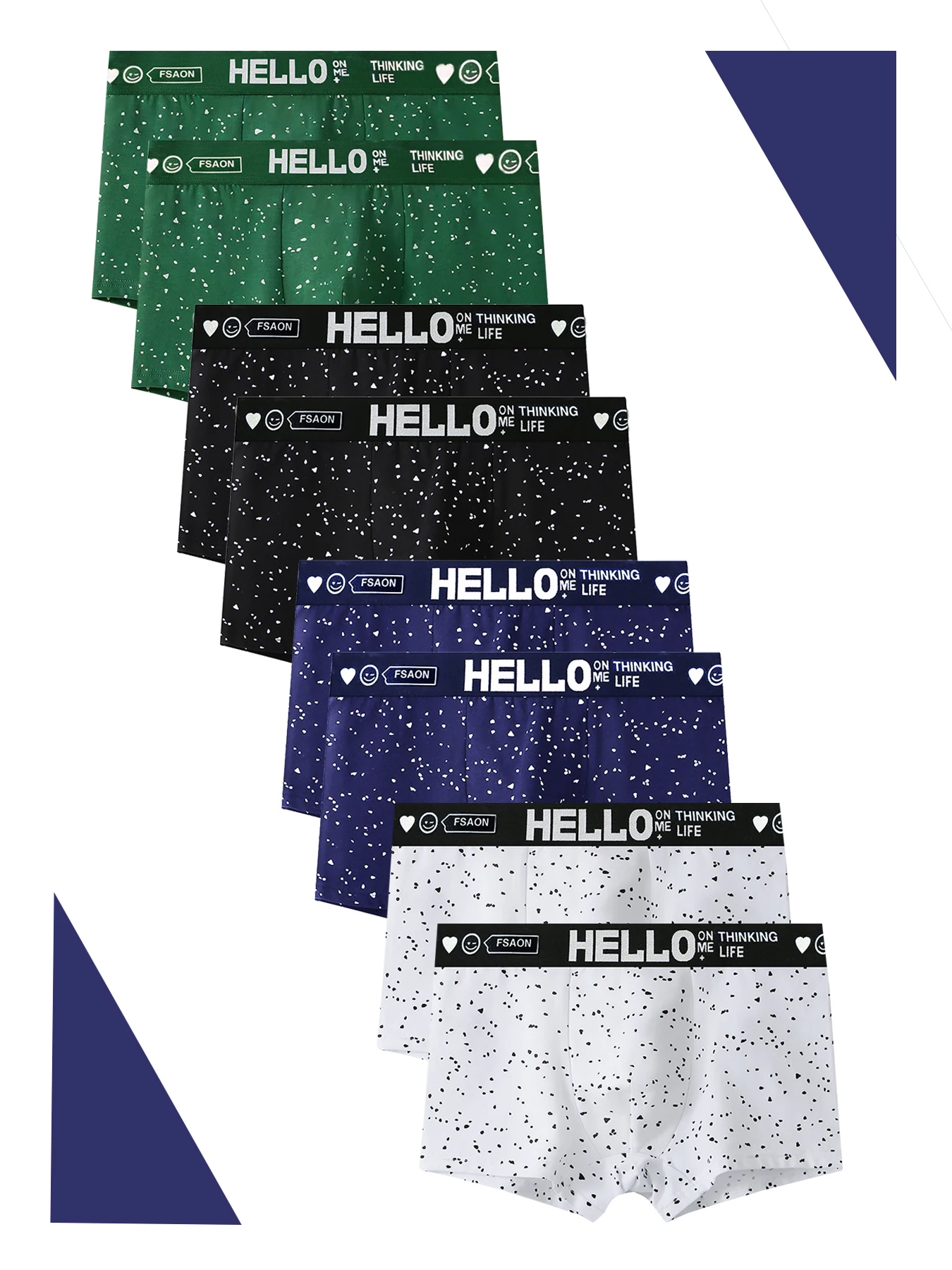 

8 шт. мужские трусы с принтом в горошек – это модные, модные, удобные и дышащие мужские шорты.