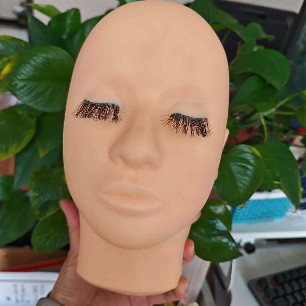 3D Reusable Silicone Makeup Practice Model Full Face Painting Mannequin Head with Eyebrow Eyelash Eyeshadow Practice Board