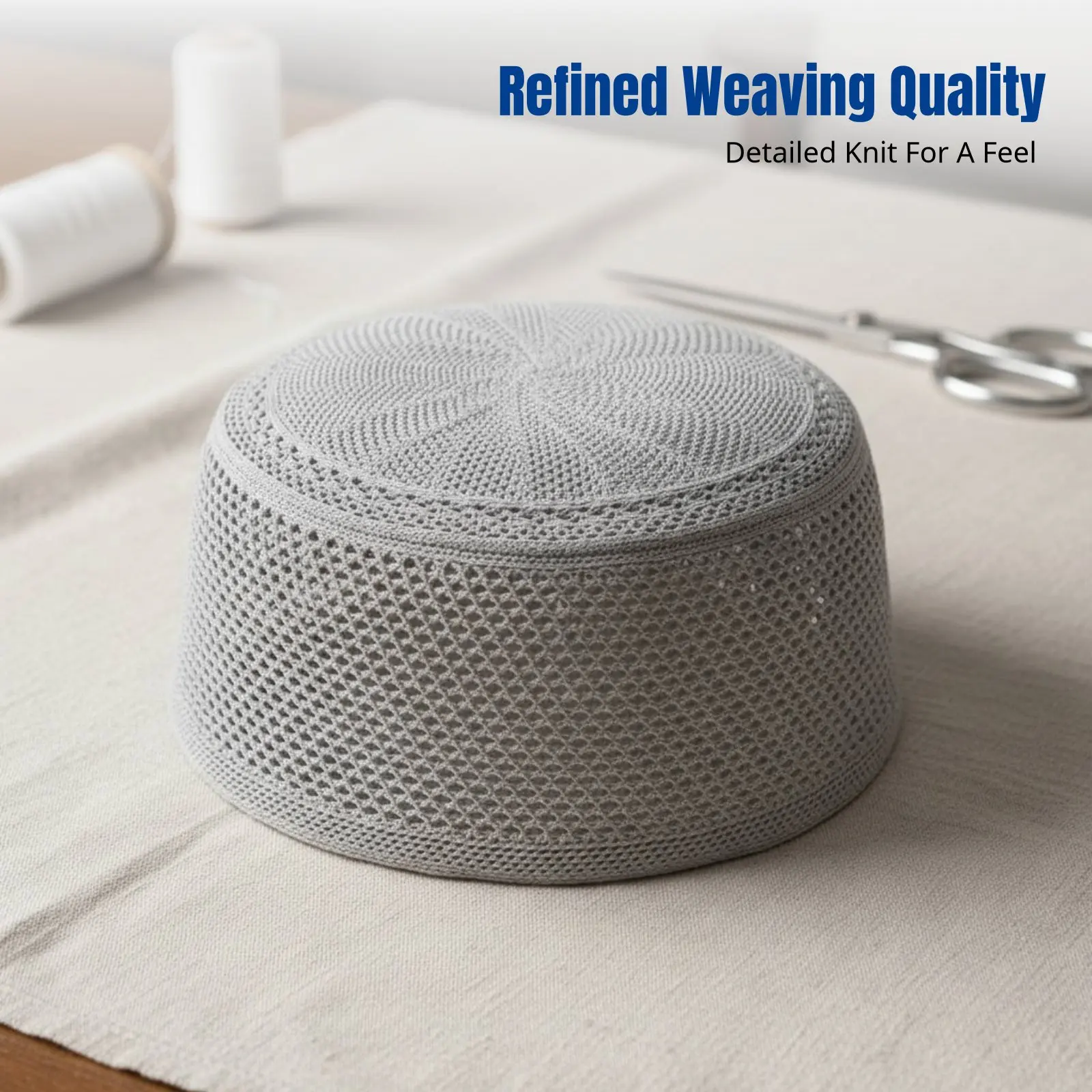 

Мужская сетчатая молитвенная шапочка, тонкая летняя куфи, дышащая, с плоским верхом, геометрический узор, несколько цветов