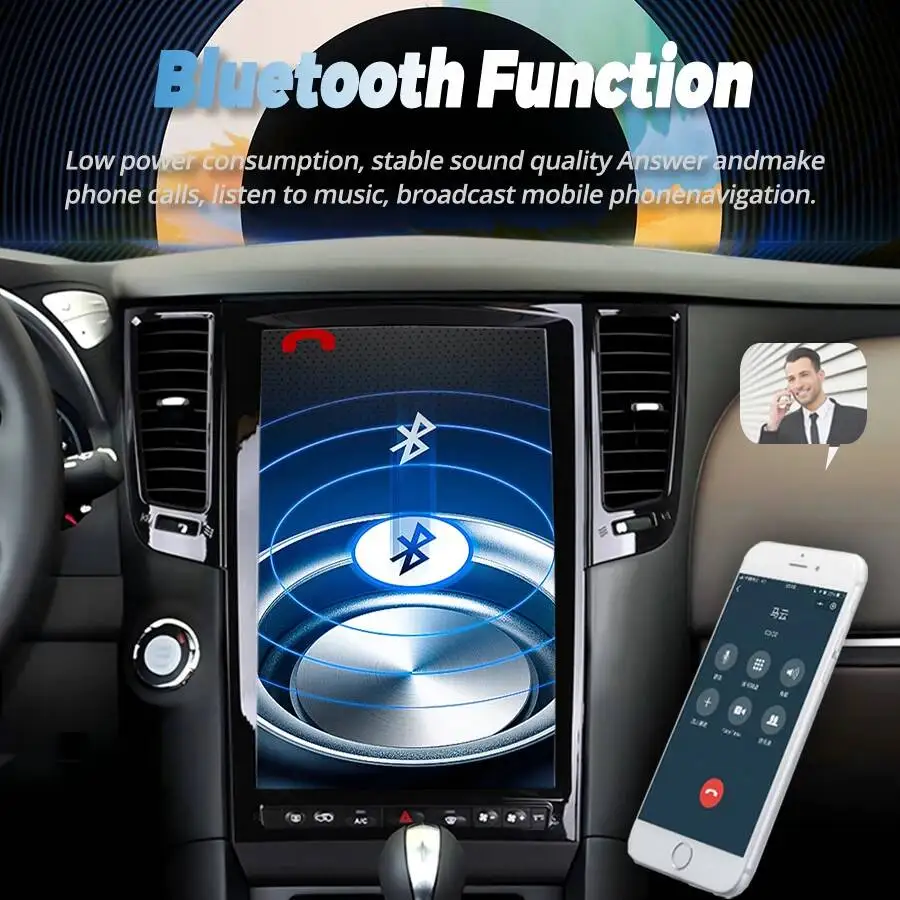 Vertical Style Multimedia Stereo Player Carplay For Infiniti FX35 FX37 FX45 FX50 QX70 2007-2013 Android 15 GPS Navigation Radio