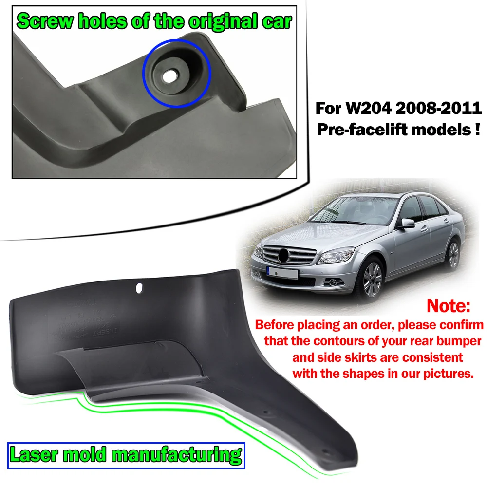 4x Mud Flaps For Mercedes Benz C Class C-Class W204 4-door Sedan 2008 - 2011 Splash Guards Front Rear Mudguards 2009 2010