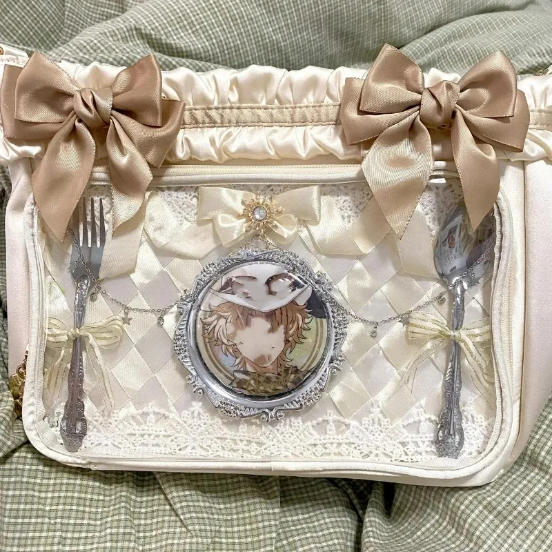 New  Fashionable Cute Harajuku Shoulder Bag Crossbody JK Uniform Y2K Handheld Tote Bag Lace Bow Girls Sweet Ulzzang Ita