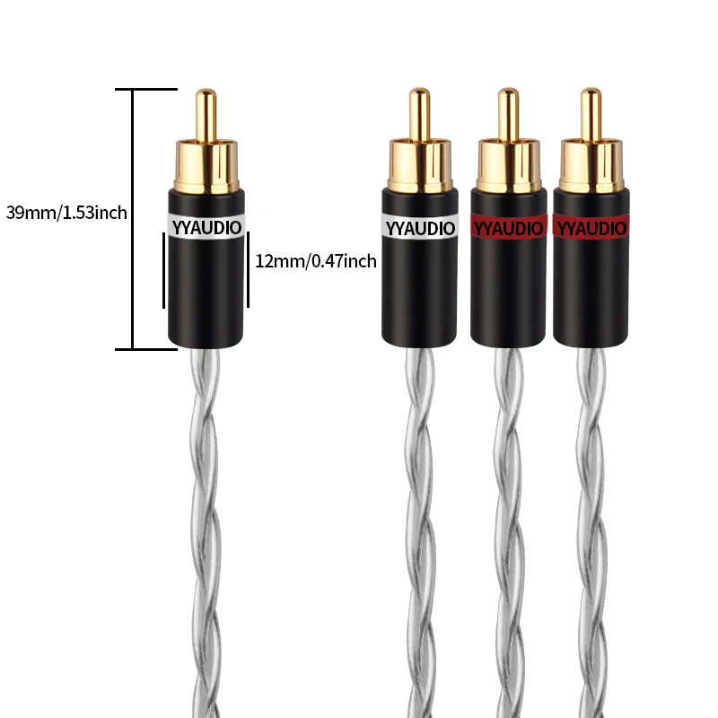 RCA audio cable, 2RCA signal cable, 7N single crystal copper silver-plated power amplifier audio connection cable One Pair