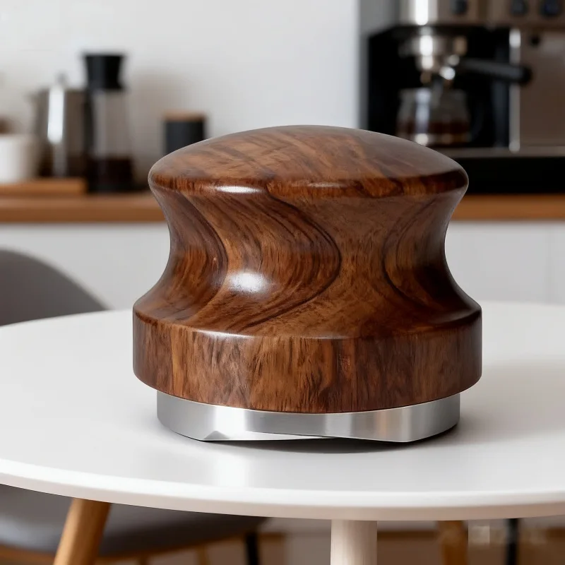 58mm 51mm Coffee Tamper Leveler 2 in 1, Walnut Wooden Handle Espresso Distributor Puck Screen Set Barista Professional Tools Kit